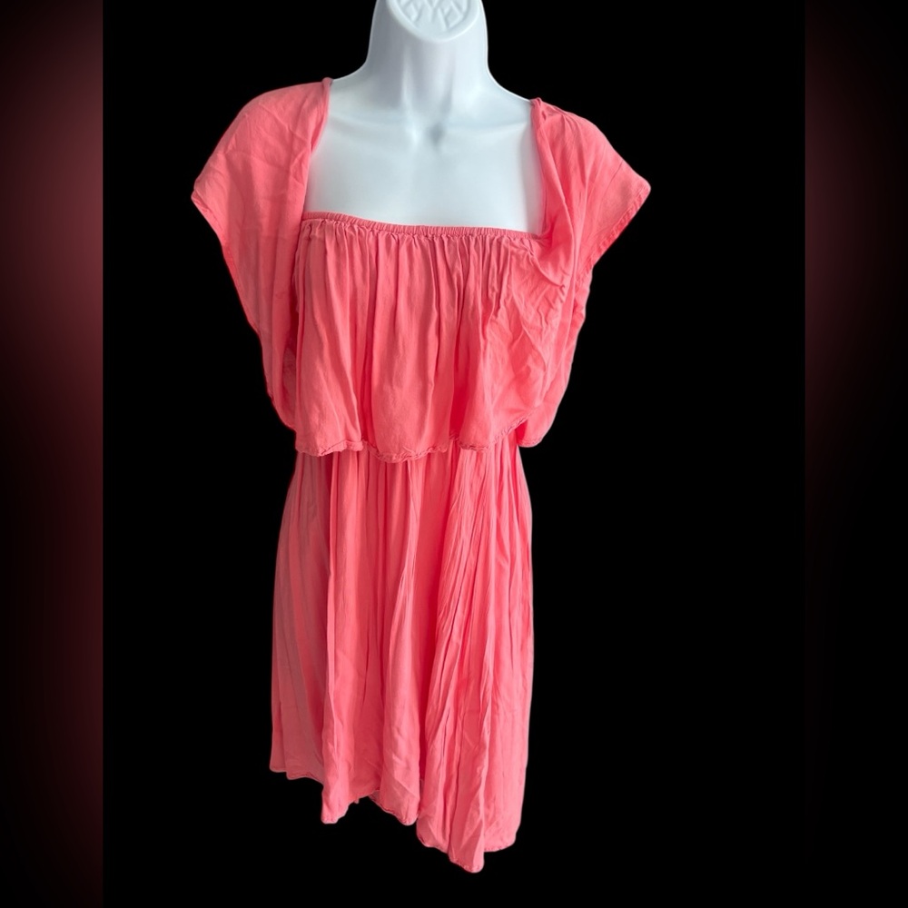 Venus Coral Pink Off Shoulder Raynon Beach cover-up dress S